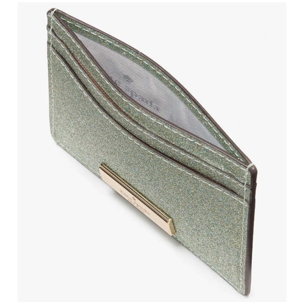 Kate Spade Glitter Card Holder NWT Seawater Sea Green Sparkle w/ the box! Boxed! - Picture 4 of 8